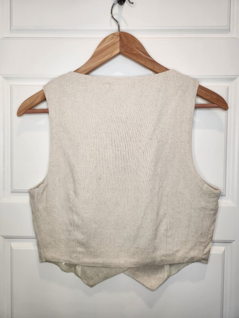 NWT Sz S Streetwear Society Rayon Linen Beige Cream Button-Front Camisole Vest - Picture 4 of 5